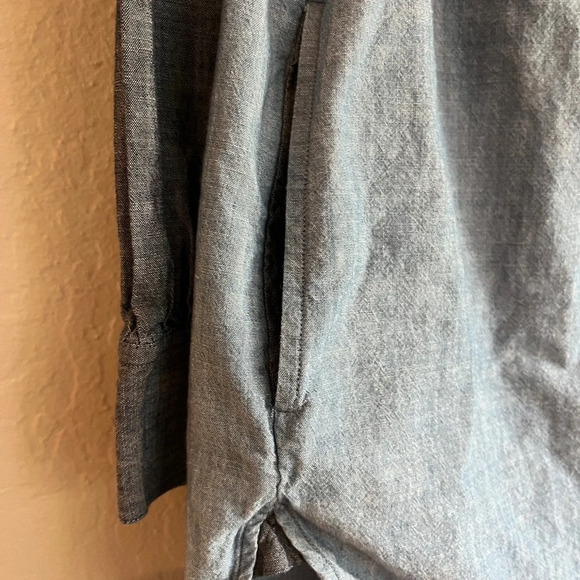 Lands End Denim Shirt Dress, Contrasting Pocket/Sleeves Side Hidden Pockets, M - Picture 8 of 10